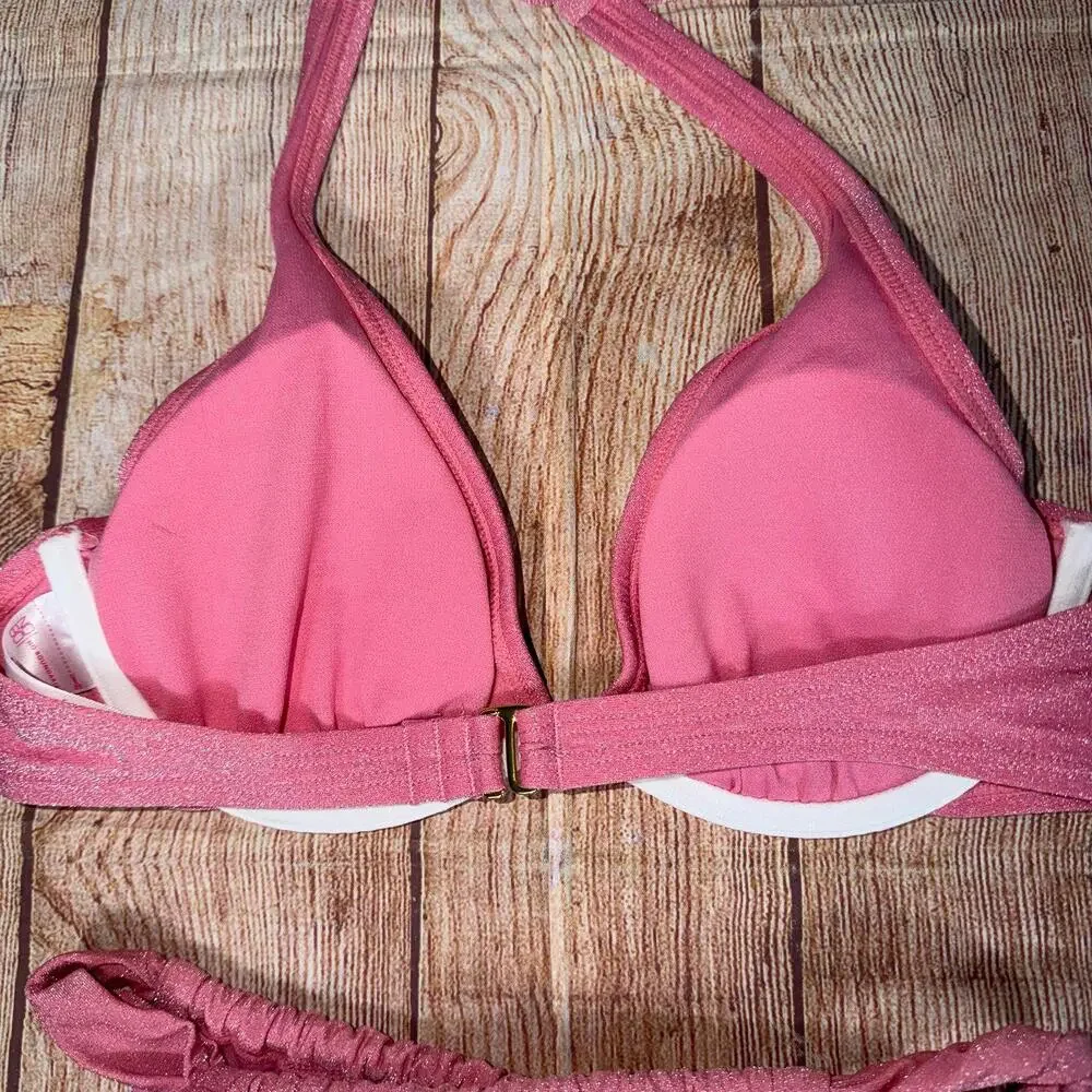 No Boundaries Small (3-5) Pink Metallic Bikini Set